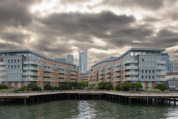 Obraz premium Boston, Massachusetts, USA, city view from the river near the harbor