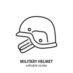 Military helmet line vector icon. Editable stroke.