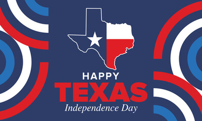 Texas Independence Day. Freedom holiday in Unites States, celebrated annual in March. Lone star flag. Texas flag. Patriotic sign and elements. Poster, card, banner and background. Vector illustration