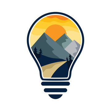 light bulb and landscape illustrations