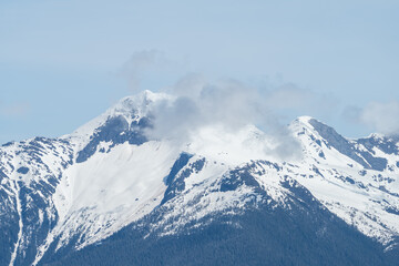 Fototapeta na wymiar Top of mountains in Alaska's coast range