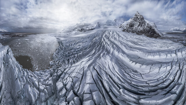 Textured background of massive ice cap