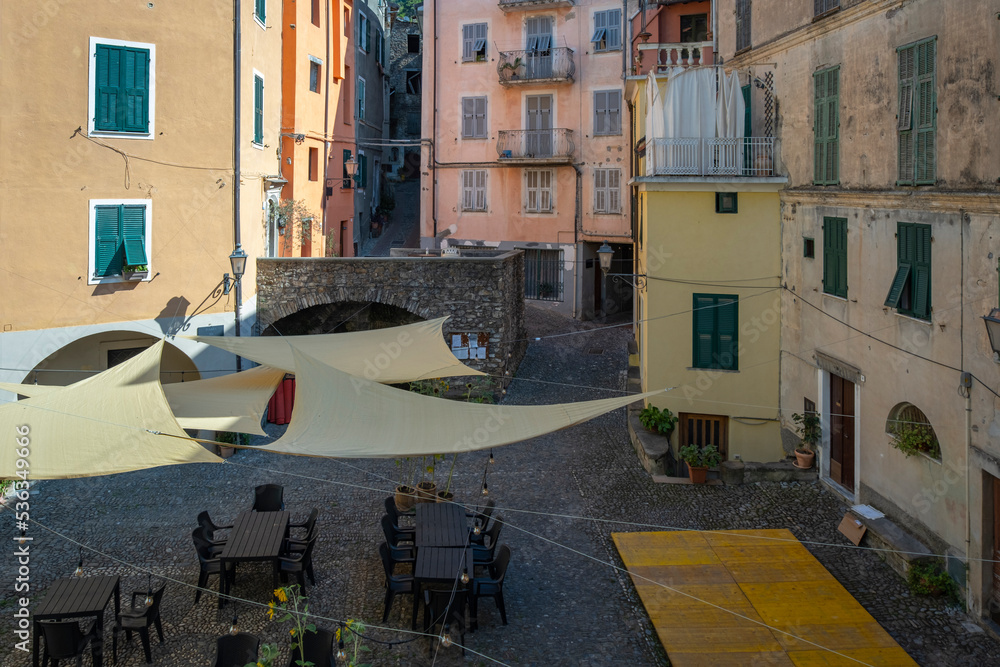 Sticker view of the old city centre of castel vittorio, it's a small village of far west of liguria region (