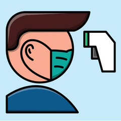 Check temperature, flu, heat, scan, thermometer, covid-19, icon Suitable for Web Landing Page, Banner Sticker Background logo