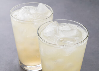 Lemon soda, soft drink in cups with ice
