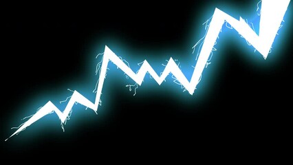 Powerful animation of a lightning strike to the bottom on a black screen. Stock effect with energy destructive power. Stock video FX with alpha channel. The concept of magic, mysticism, Halloween.