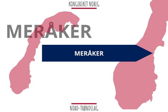 Mer&aring;ker: Illustration mit dem Namen der norwegischen Stadt Mer&aring;ker in der Provinz Nord-Tr&oslash;ndelag