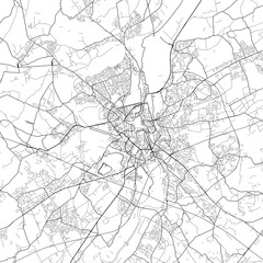 Area map of Gent Belgium with white background and black roads