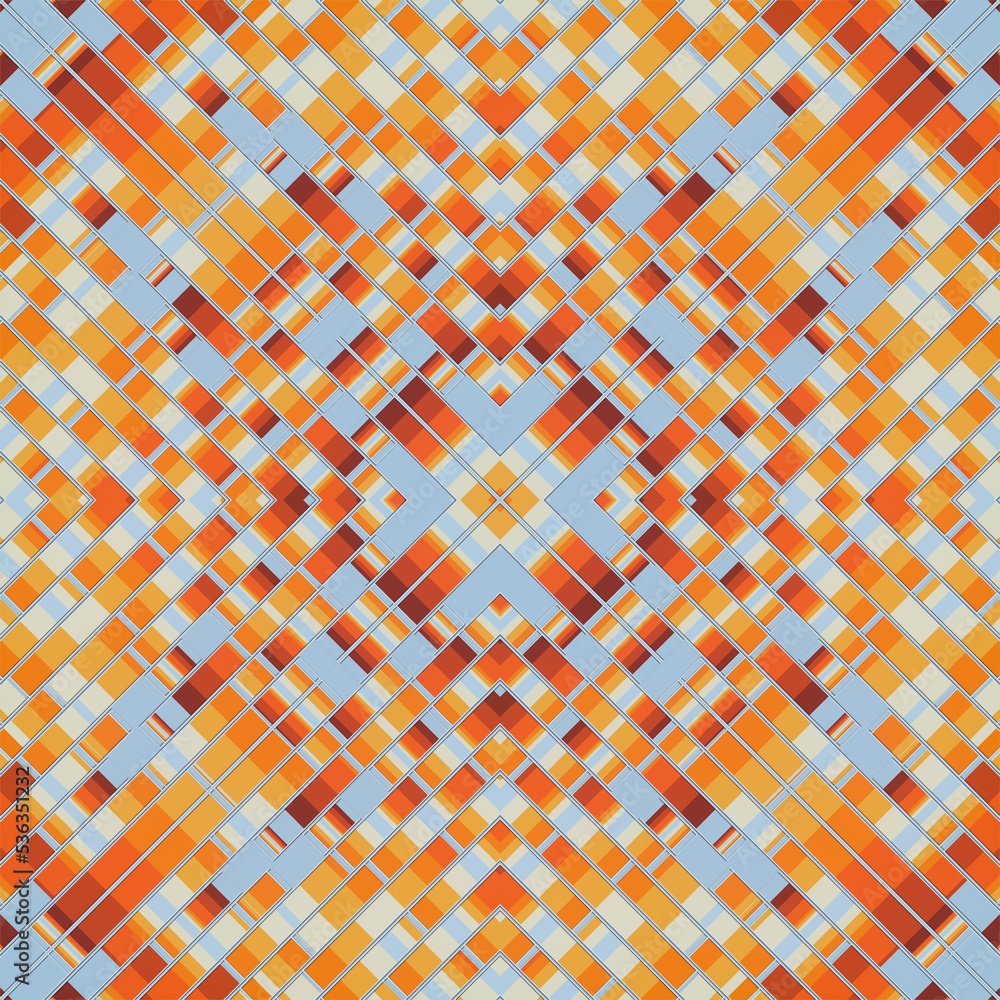 Poster Kaleidoscopic pattern of wavy rectangular stripes. Modern background. Geometric art. 3d rendering digital illustration