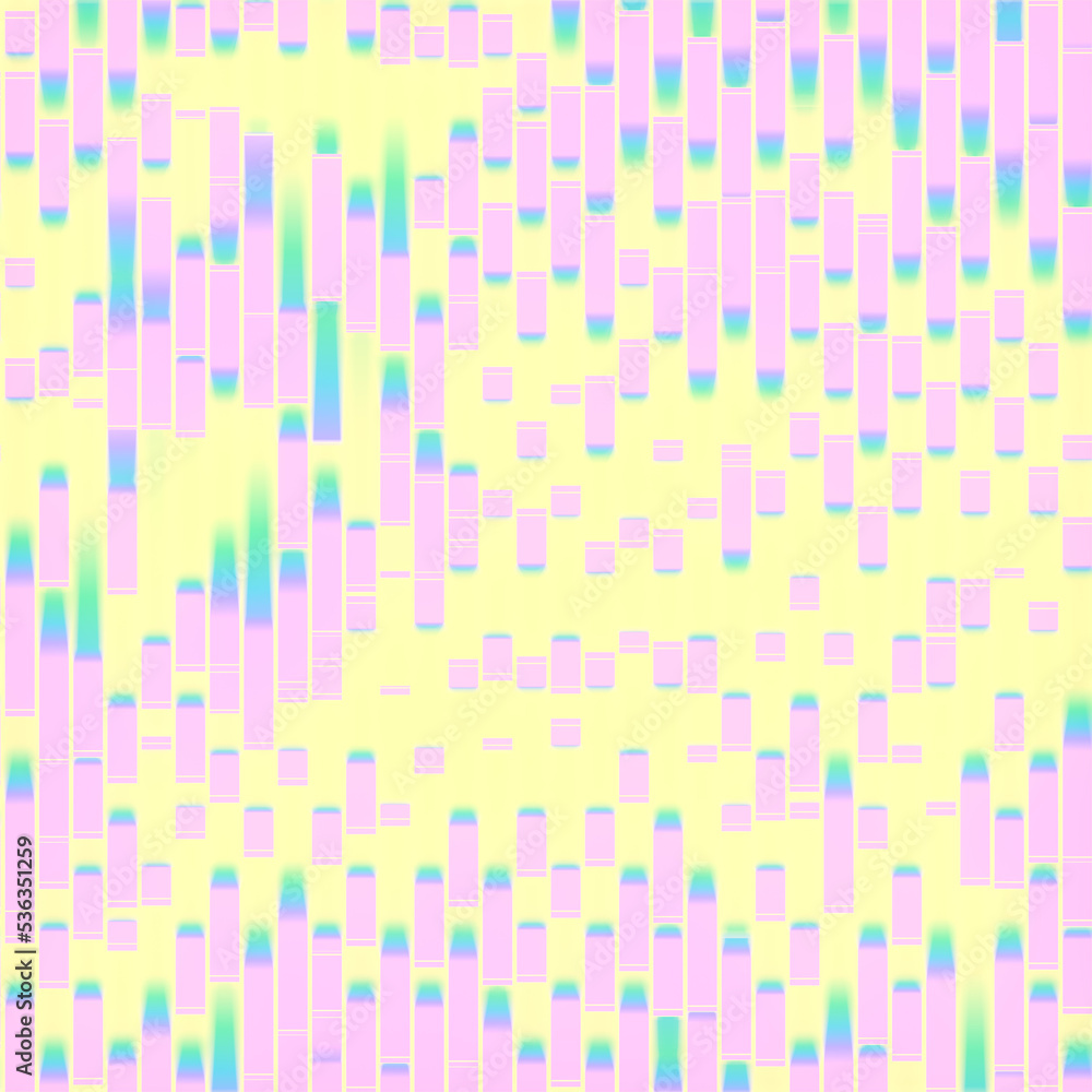 Poster Wavy pattern of rectangular stripes with neon colored gradient. 3d rendering digital illustration