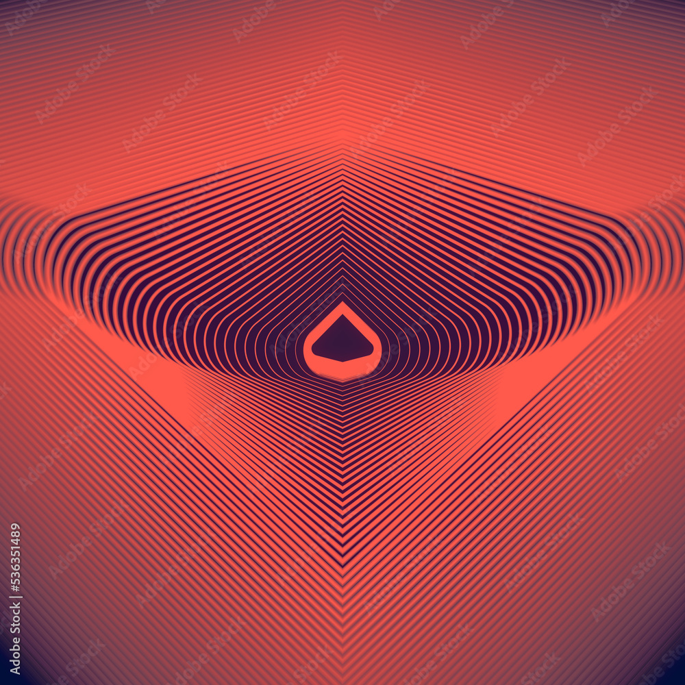 Poster Pattern of lines on dark background representing a three-dimensional geometric object. 3d rendering digital illustration