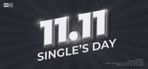 11.11 Single's day background with 3D style editable text effect