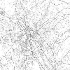 Area map of Graz Austria with white background and black roads