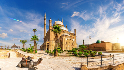 The Great Mosque of Muhammad Ali Pasha or Alabaster Mosque in the Citadel, Cairo, Egypt - obrazy, fototapety, plakaty