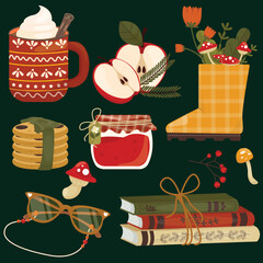 flat elements collection autumn celebration vector design illustration