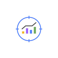 business target flat icon designed in flat style decorated with target market icon elements in business icon theme