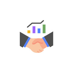 Fototapeta na wymiar handshake flat icon designed in flat style decorated with negotiation icon elements in business icon theme