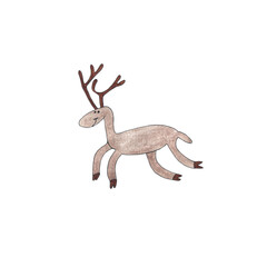 watercolor drawing of christmas deer. New Year messenger. Santa's friend