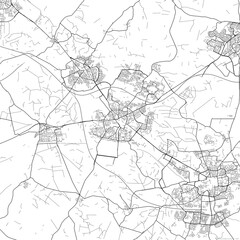 Area map of Hengelo Netherlands with white background and black roads