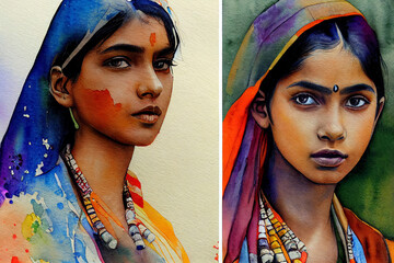 Beautiful Indian Bride face. Diwali. India girl, woman.