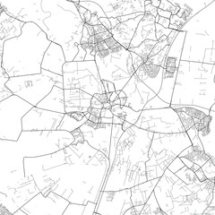 Area map of Hilversum Netherlands with white background and black roads