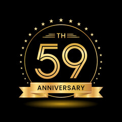 59th Anniversary, Perfect template design for anniversary celebration with gold color for booklet, leaflet, magazine, brochure poster, web, invitation or greeting card. Vector template