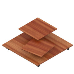 3d rendering illustration of a wheeled low side table