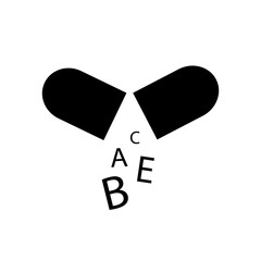 Vitamins capsule vector icon solid black line EPS 10. Medications illustration. Medical drugs sign. Healthy lifestyle concept. Self care. Pharmacy industry. Flat isolated for web, app, dev infographic