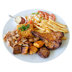 Plat Grillades Mixtes frites myonnaise ketchup kebab