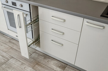 White kitchen set, bedside table with drawers