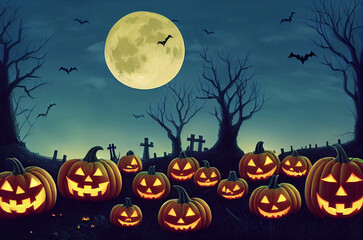 Fototapeta premium halloween background with pumpkins