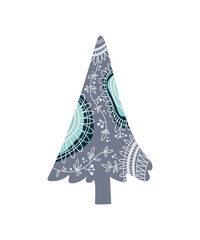 Patterned tree. Illustration with geometric ornament.
