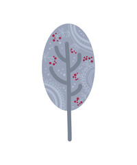 Patterned tree. Illustration with geometric ornament.
