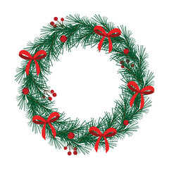 Fototapeta na wymiar Realistic Christmas wreath. Object for decoration. 
