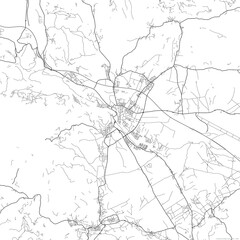 Area map of Kranj Slovenia with white background and black roads