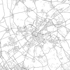 Area map of Kortrijk Belgium with white background and black roads