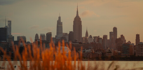 city skyline at sunset New York Manhattan summer