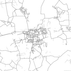 Fototapeta na wymiar Area map of Leeuwarden Netherlands with white background and black roads
