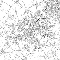 Area map of Lille France with white background and black roads