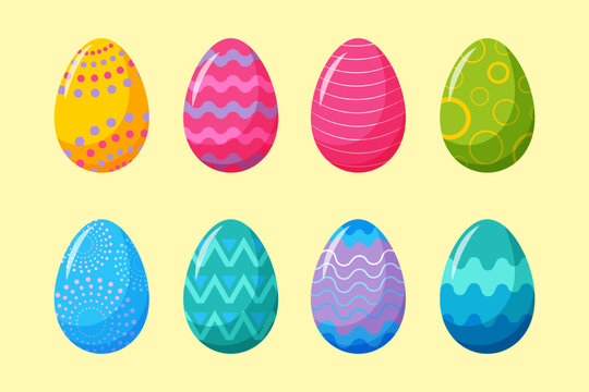 Vector set of easter colorful eggs sticker. Easter egg illustration