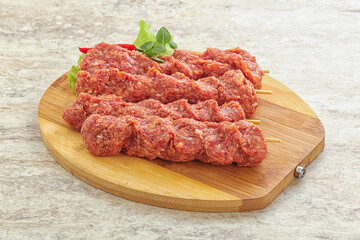 Raw beef kebab minced meat