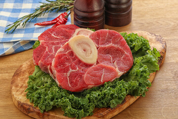 Raw ossobuco beef meat for cooking