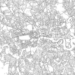 Fototapeta na wymiar Area map of London United Kingdom with white background and black roads