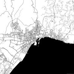 Naklejka premium Area map of Malaga Spain with white background and black roads