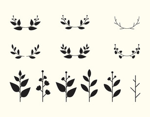 Obraz na płótnie Canvas Design elements. Set 3 collection of frame leaf and tree vector.