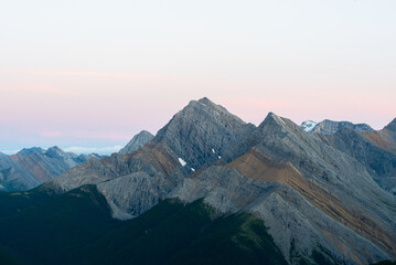 jagged mountain peaks at sunset
