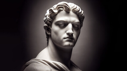 Illustration of a Renaissance marble statue of Perseus. He is the hero and slayer of monsters in Greek and Roman mythology.