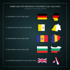 There are Five European countries' Flag And maps Seriz
