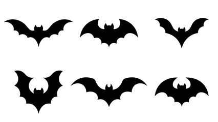 Silhouette bats set situared on white background vector image. - obrazy, fototapety, plakaty