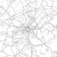 Obraz premium Area map of Namur Belgium with white background and black roads